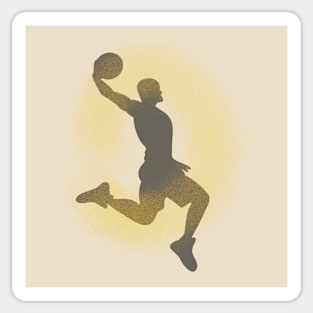 Basketball Player Dunking Sprayed Yellow Grey Sticker